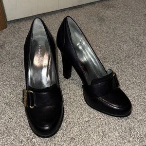 Calvin Klein Black Heels with Gold Buckle